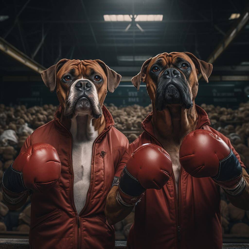 Boxing Gym Images Contemporary Dog Art Print on Demand Pets