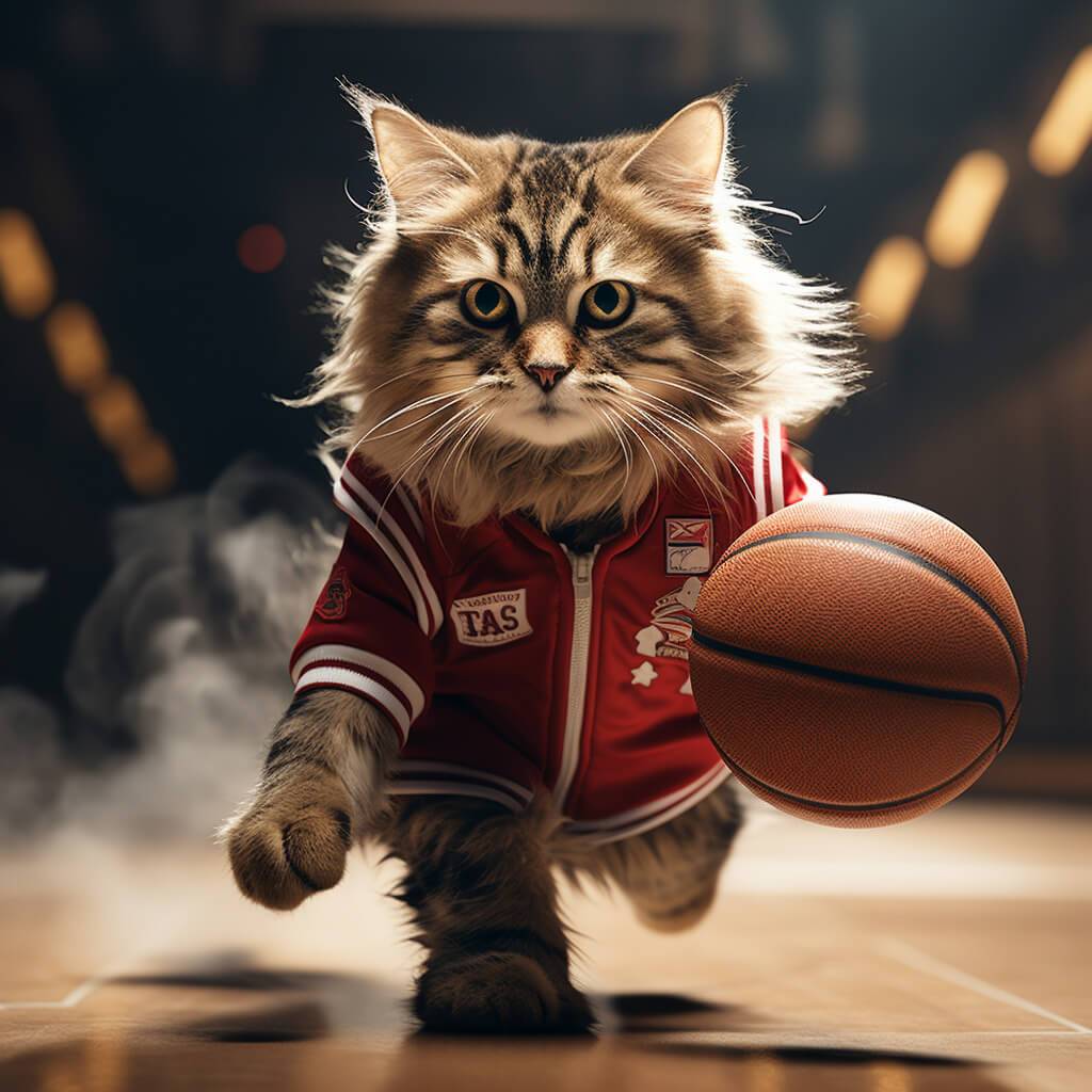Basketball Dribbling Pictures Cats Digital Art Pet and Owner Painting