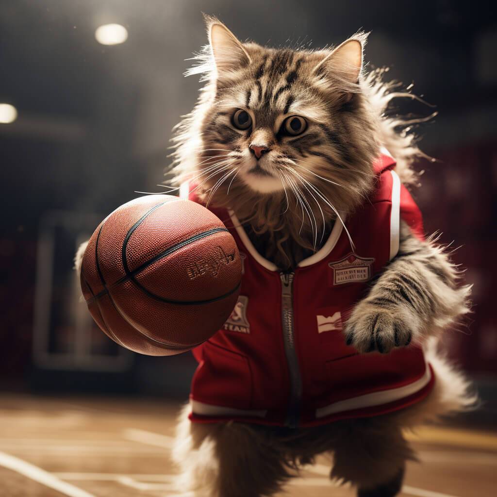 Basketball Cute Pictures Cat Artwork Pets in Paintings