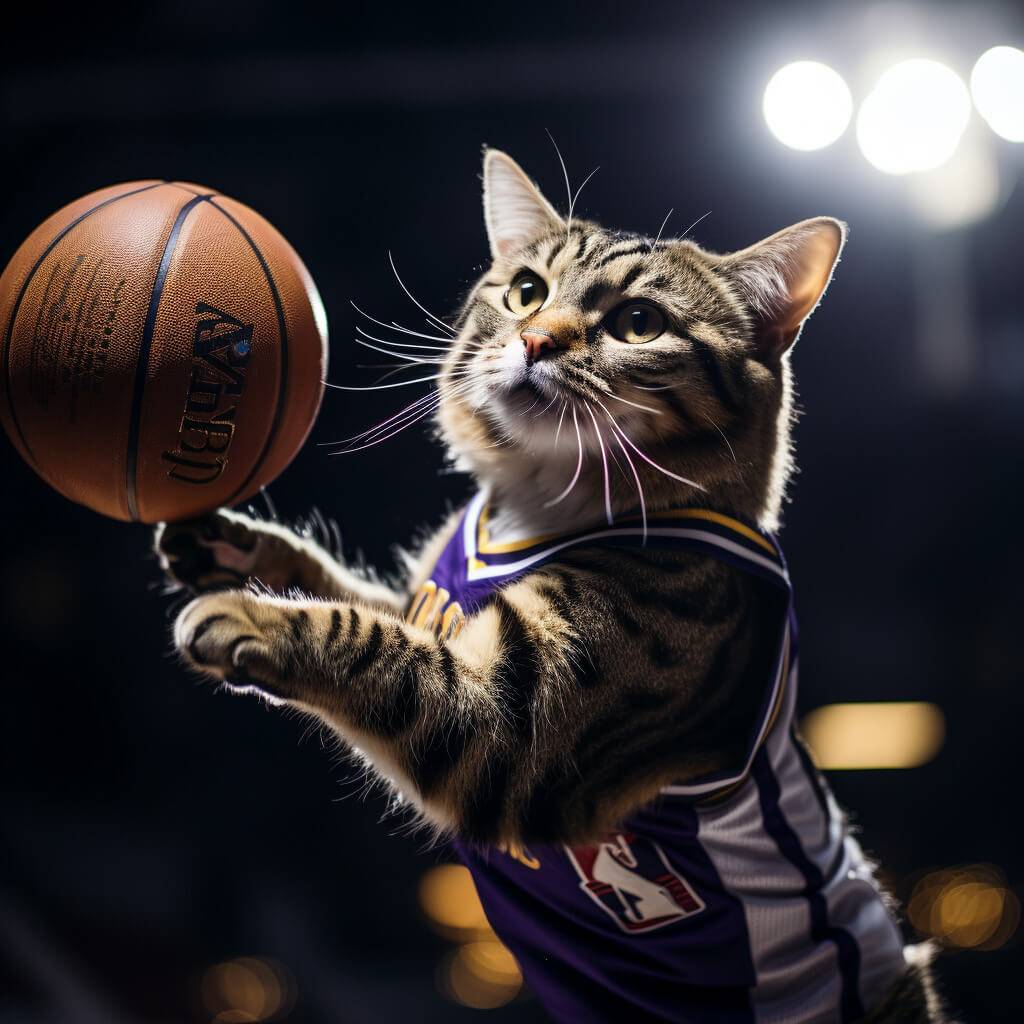 Basketball Half Court Picture Custom Cat Artwork