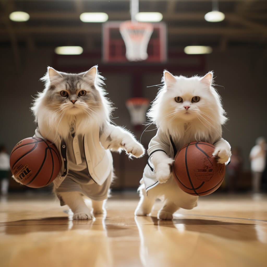 Great Basketball Pictures Cats In Paintings Custom Pet Canvas