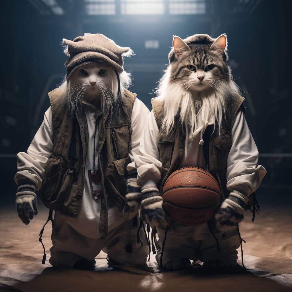 Basketball Playing Images Weird Cat Painting The Pet On Canvas