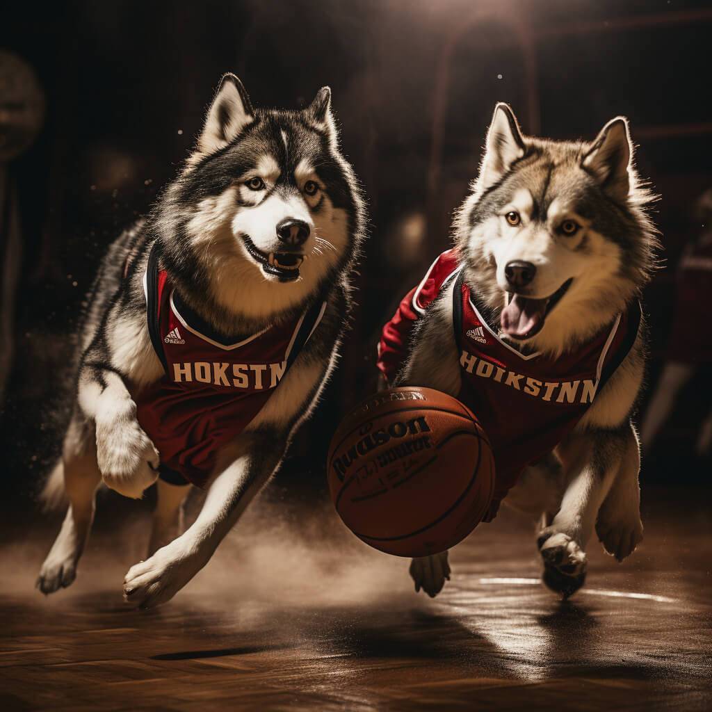 Basketball On Court Image Pet Dog Picture