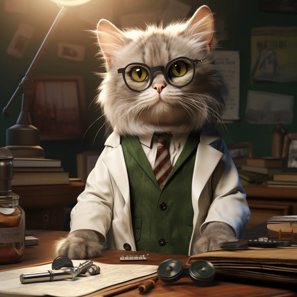 A Doctor Picture Cat Painting Cute