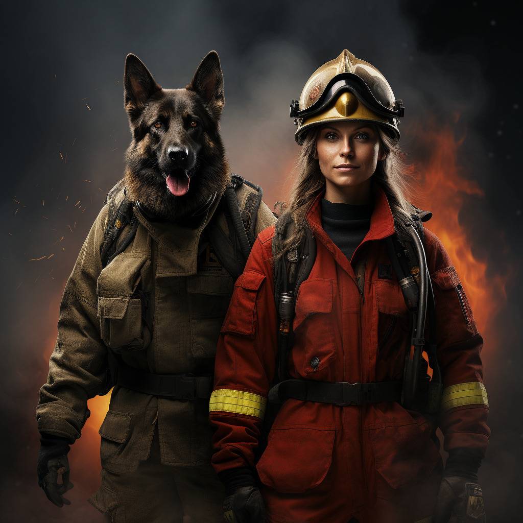 Firefighter Custom Portraits Funny For Pets