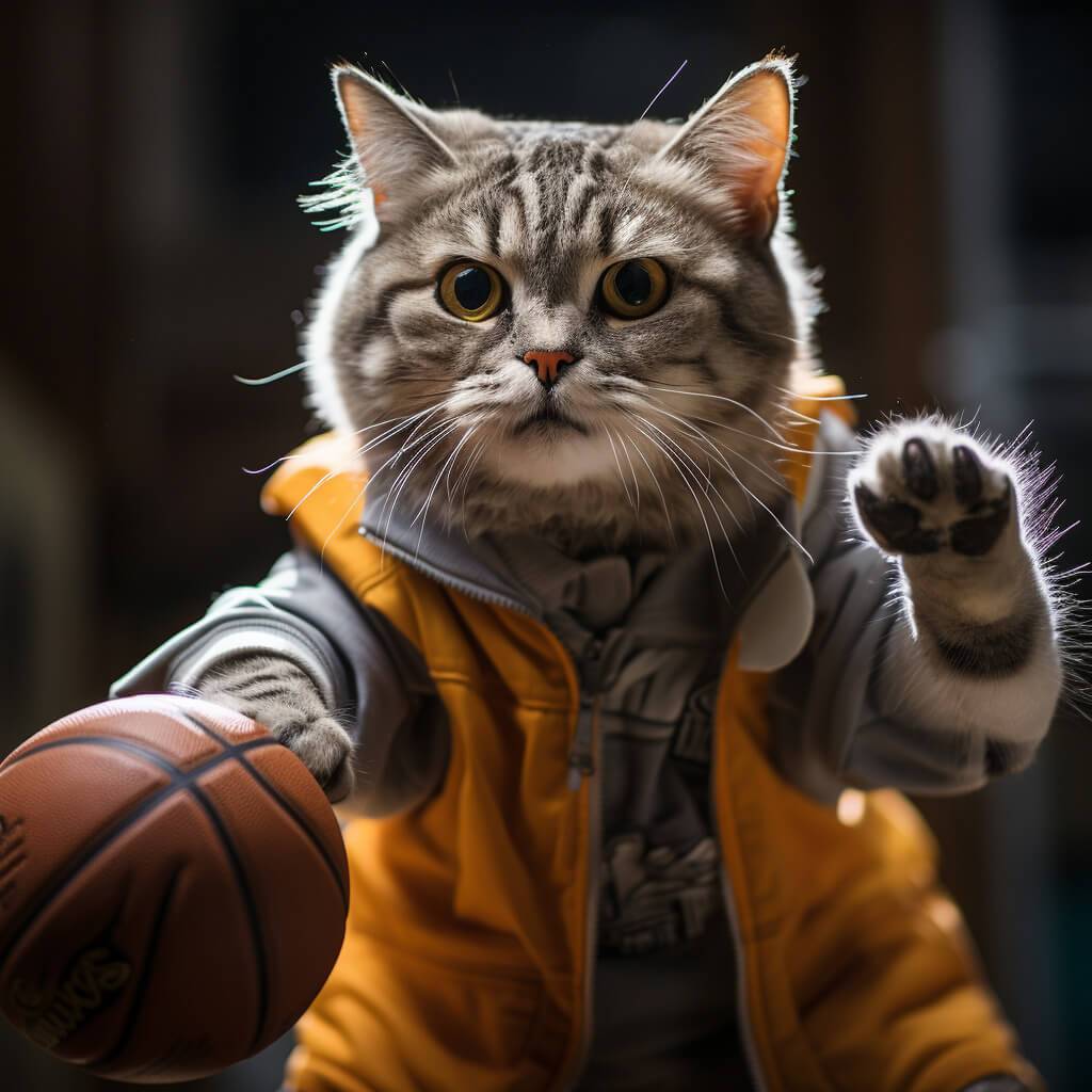 Digital Painting Cat Images Of Cartoon Basketball