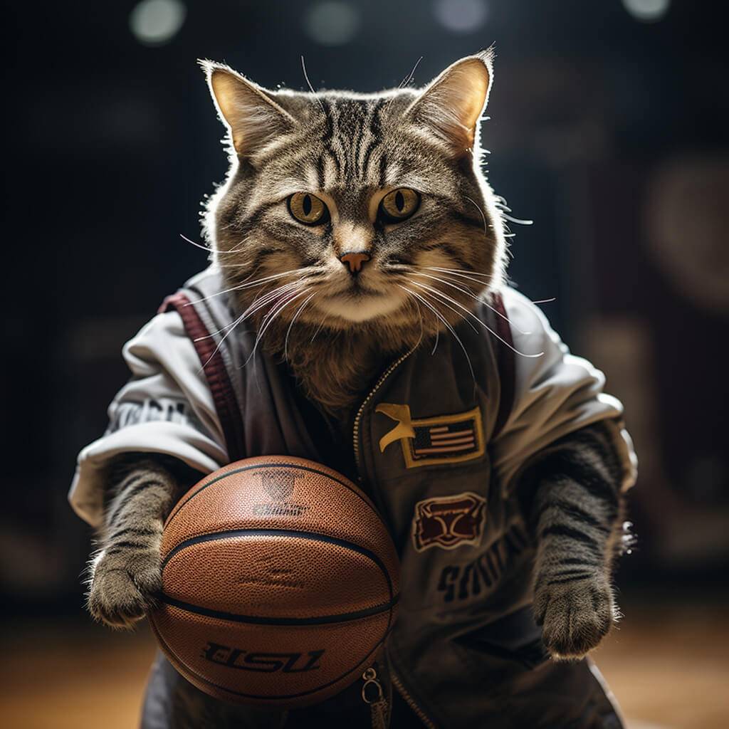 Mini Cat Painting Basketball Photoshoot