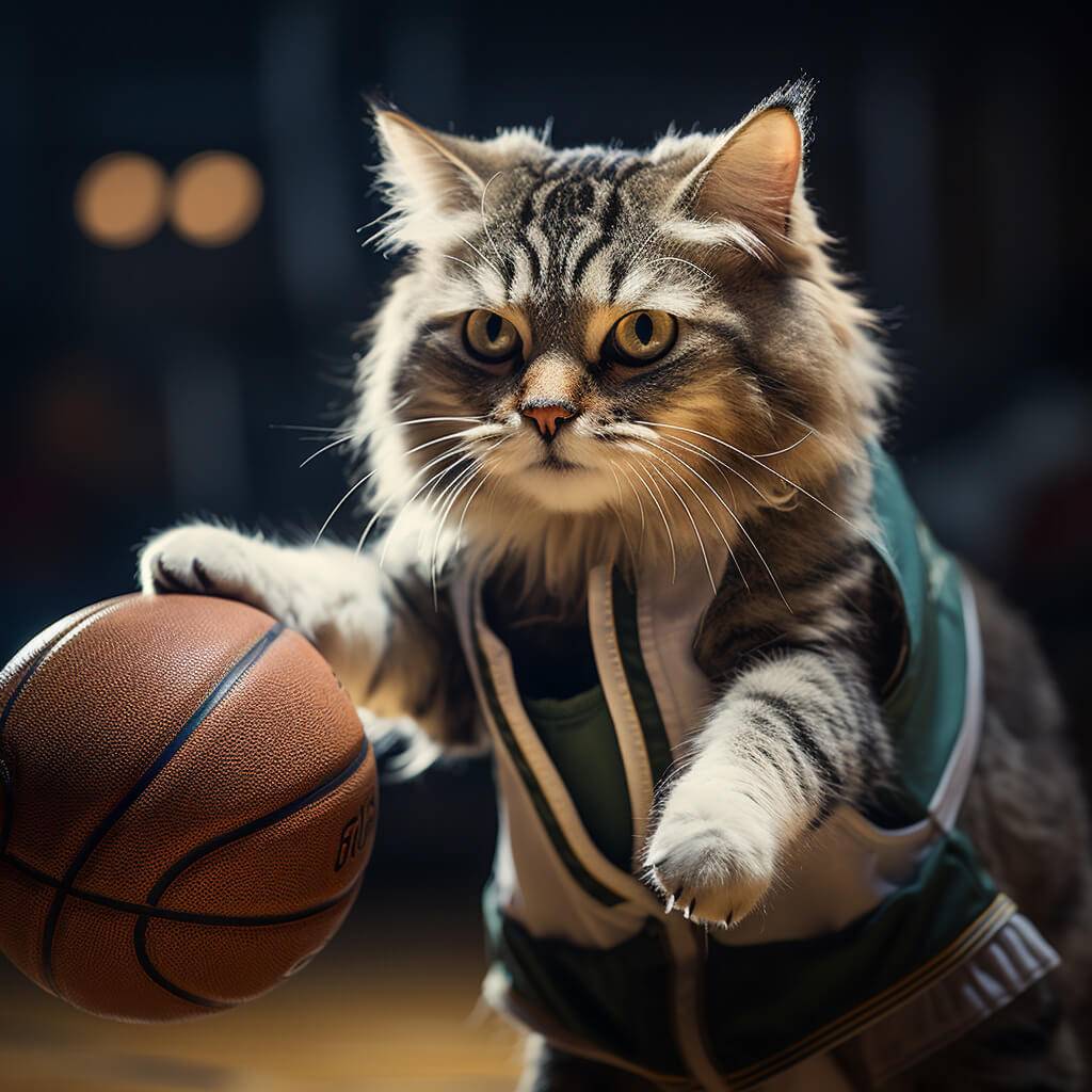 Cat Painting Oil Basketball Game Photos