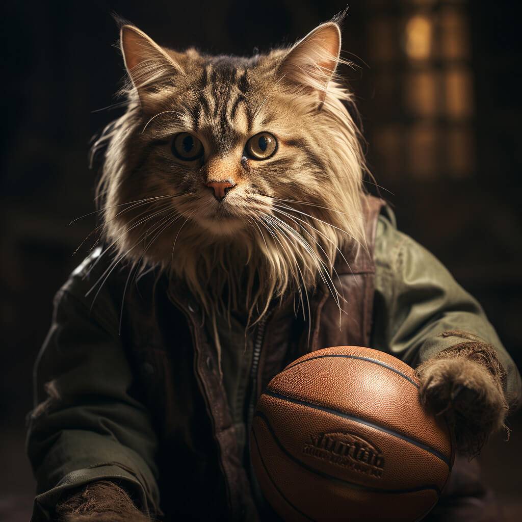 Cat Cute Painting Basketball Action Photos