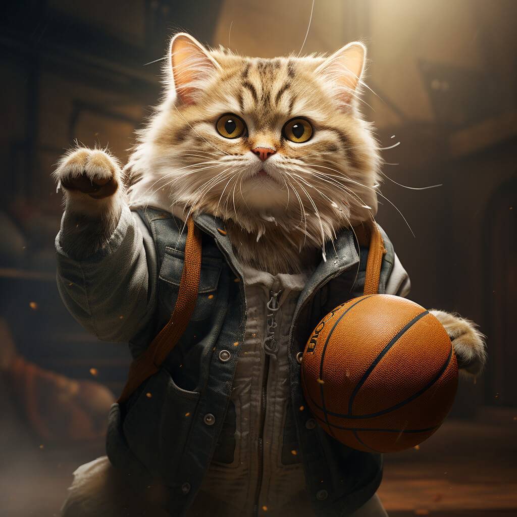 Cat Painting Realistic The Court Basketball Photos