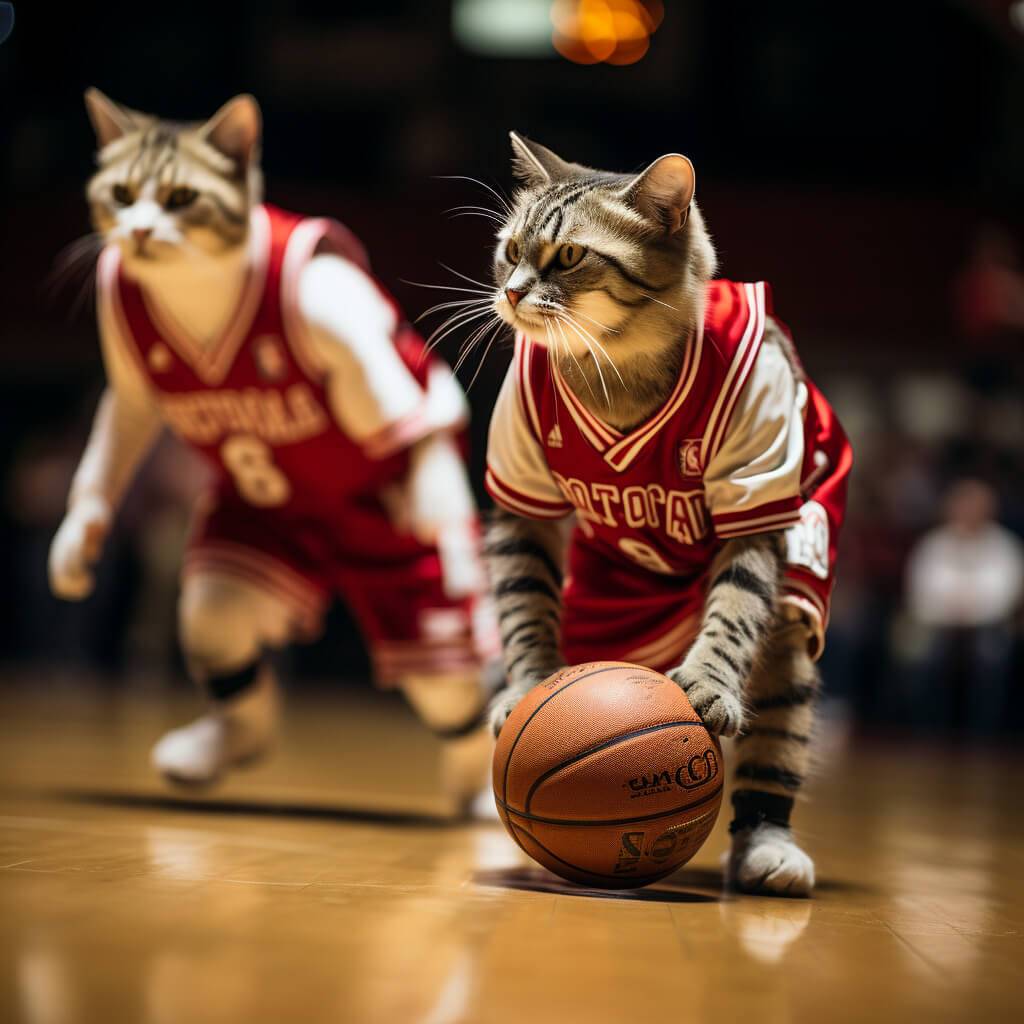 A Photo Of A Basketball Cat Png Image