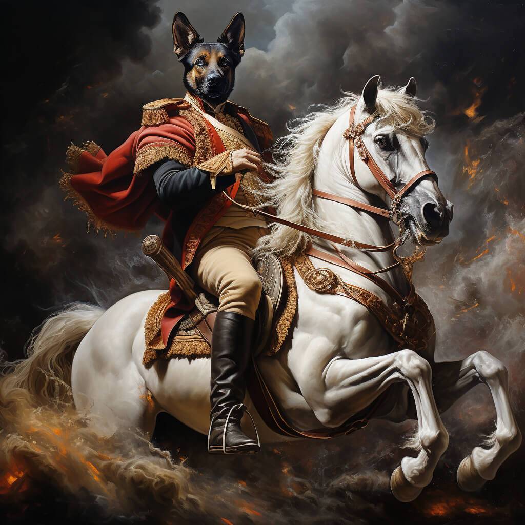 Custom Pet Painting Of Napoleon On A Horse