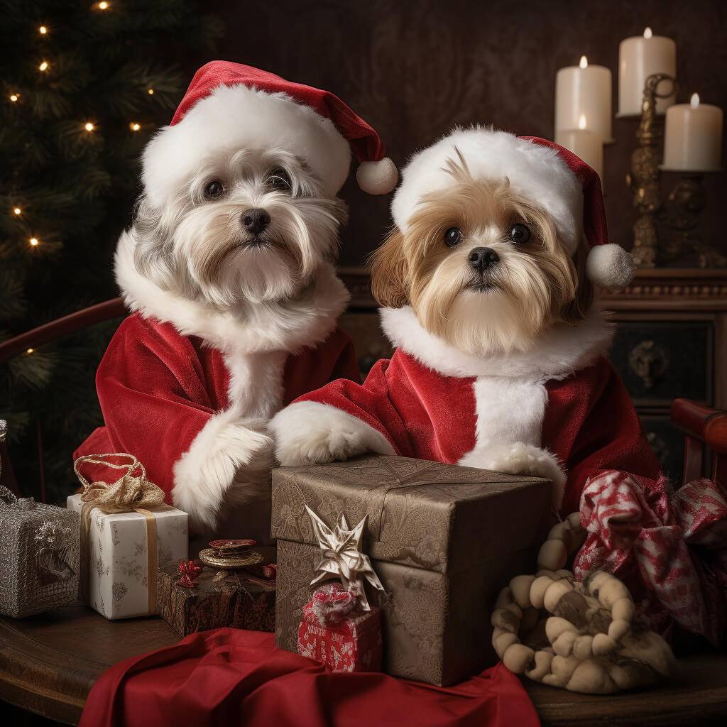 Christmas Present Painting Personalized Pet Portrait