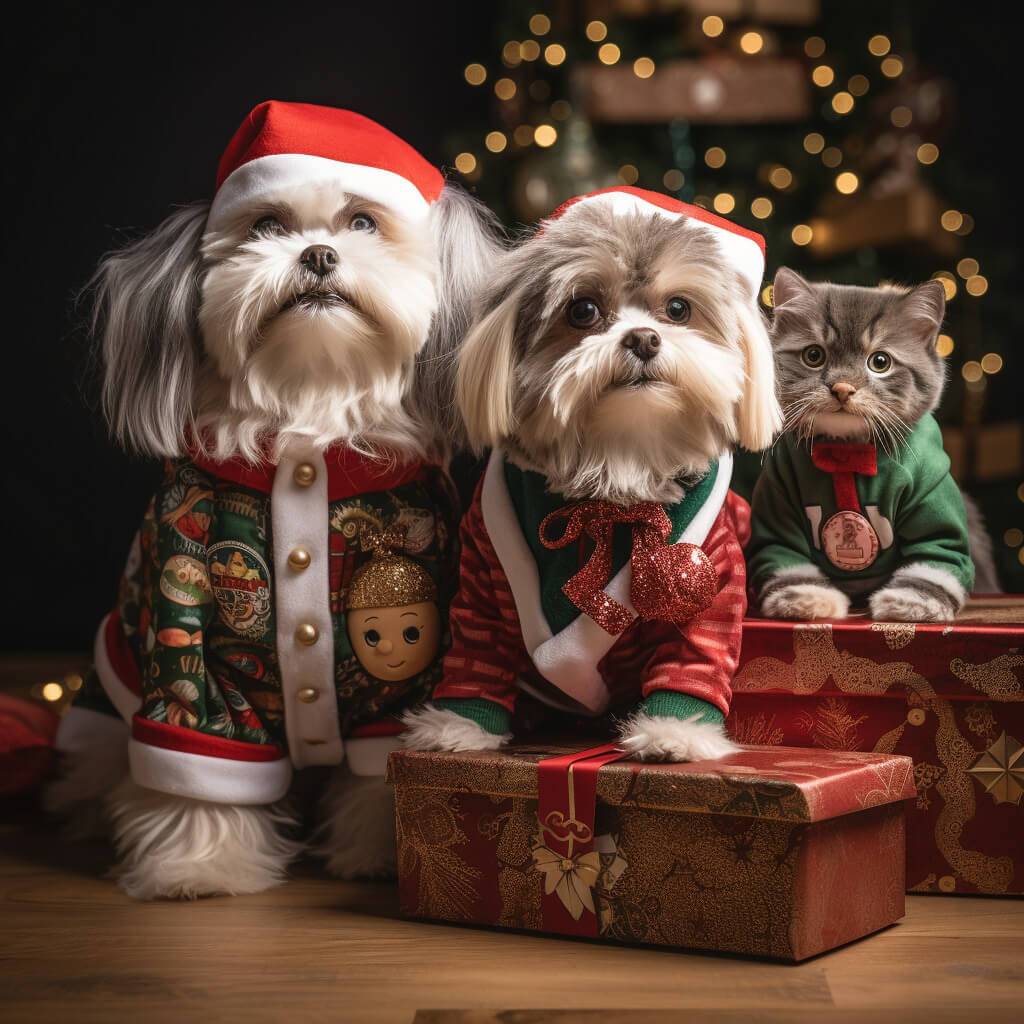 Christmas Animal Paintings Dog Cat Portraits Custom