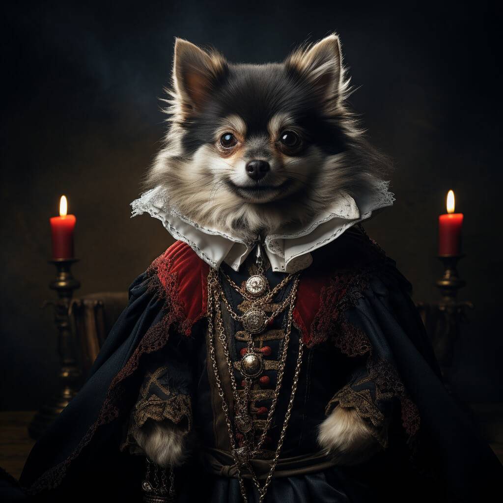 Vampire Renaissance Painting Dog Cat Portrait Art