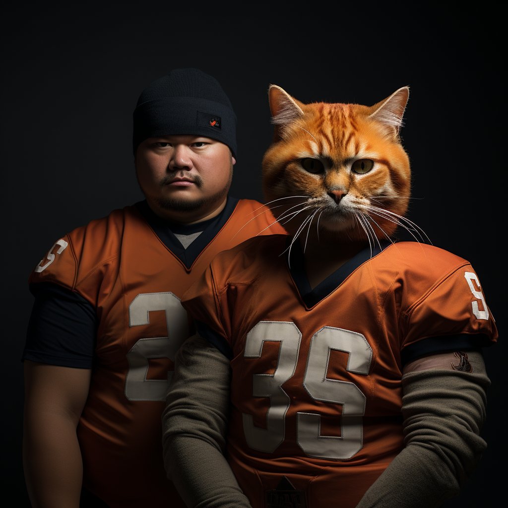 American Football Ball Art Cat Portrait Image Png