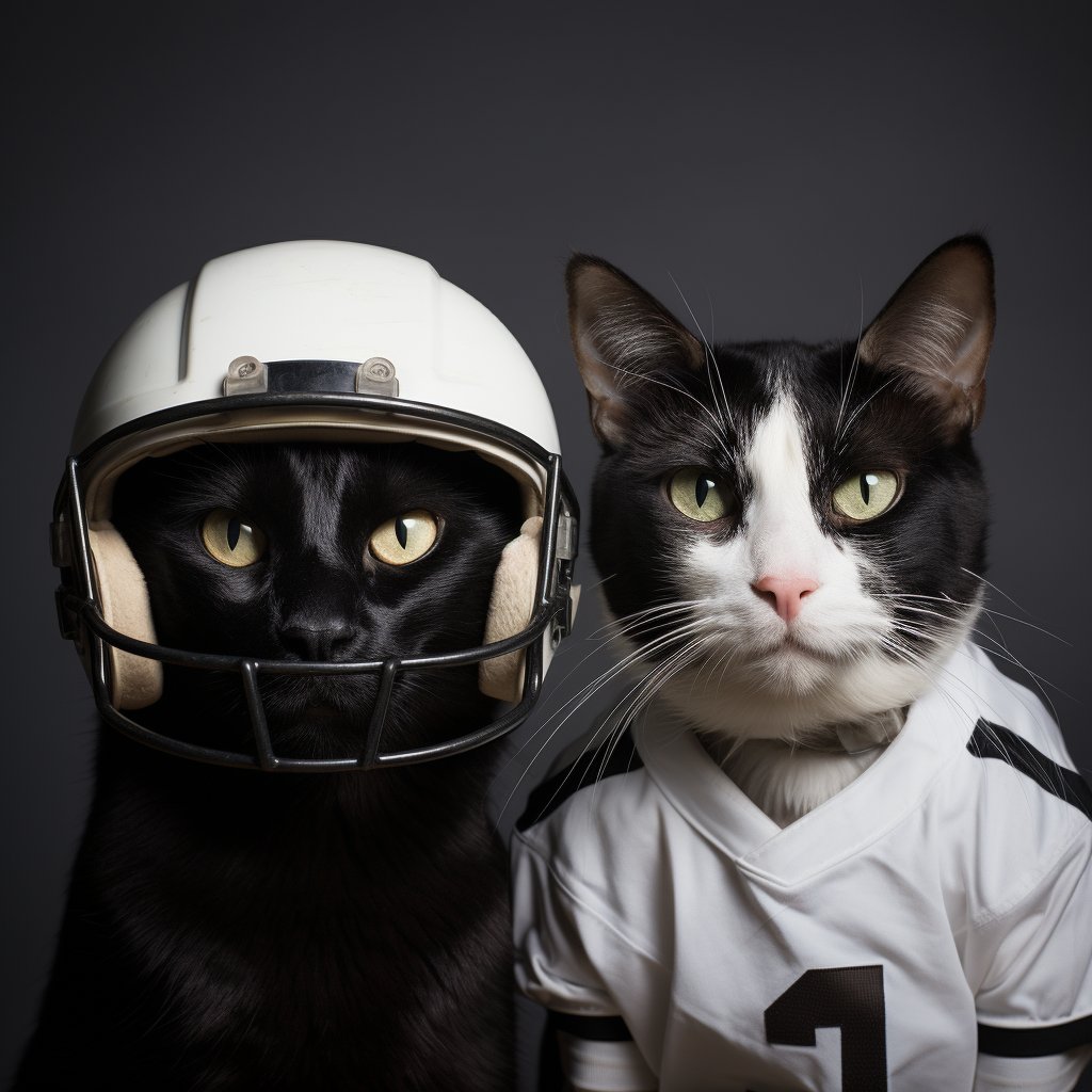 American Football Pitch Art Happy Cat Portrait Images