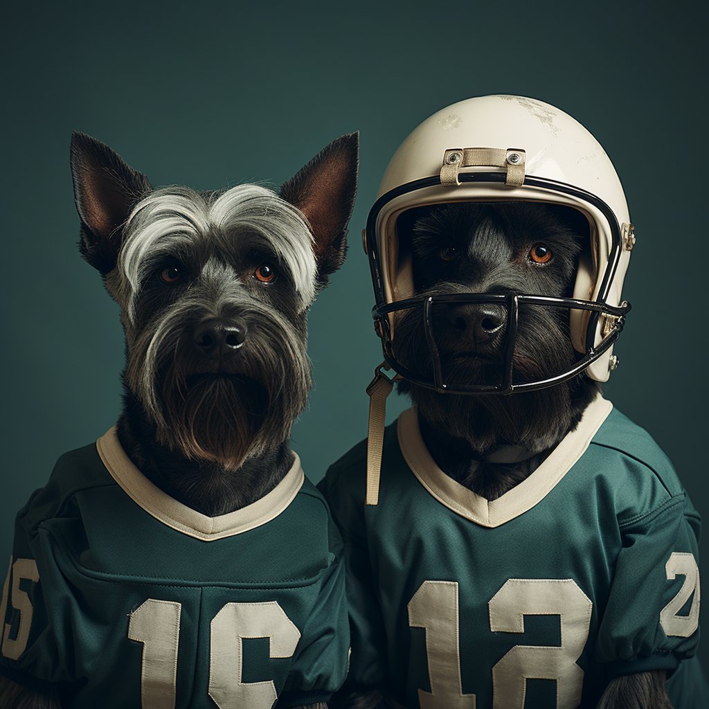 Cool American Football Photos Dog Bone Portrait Art