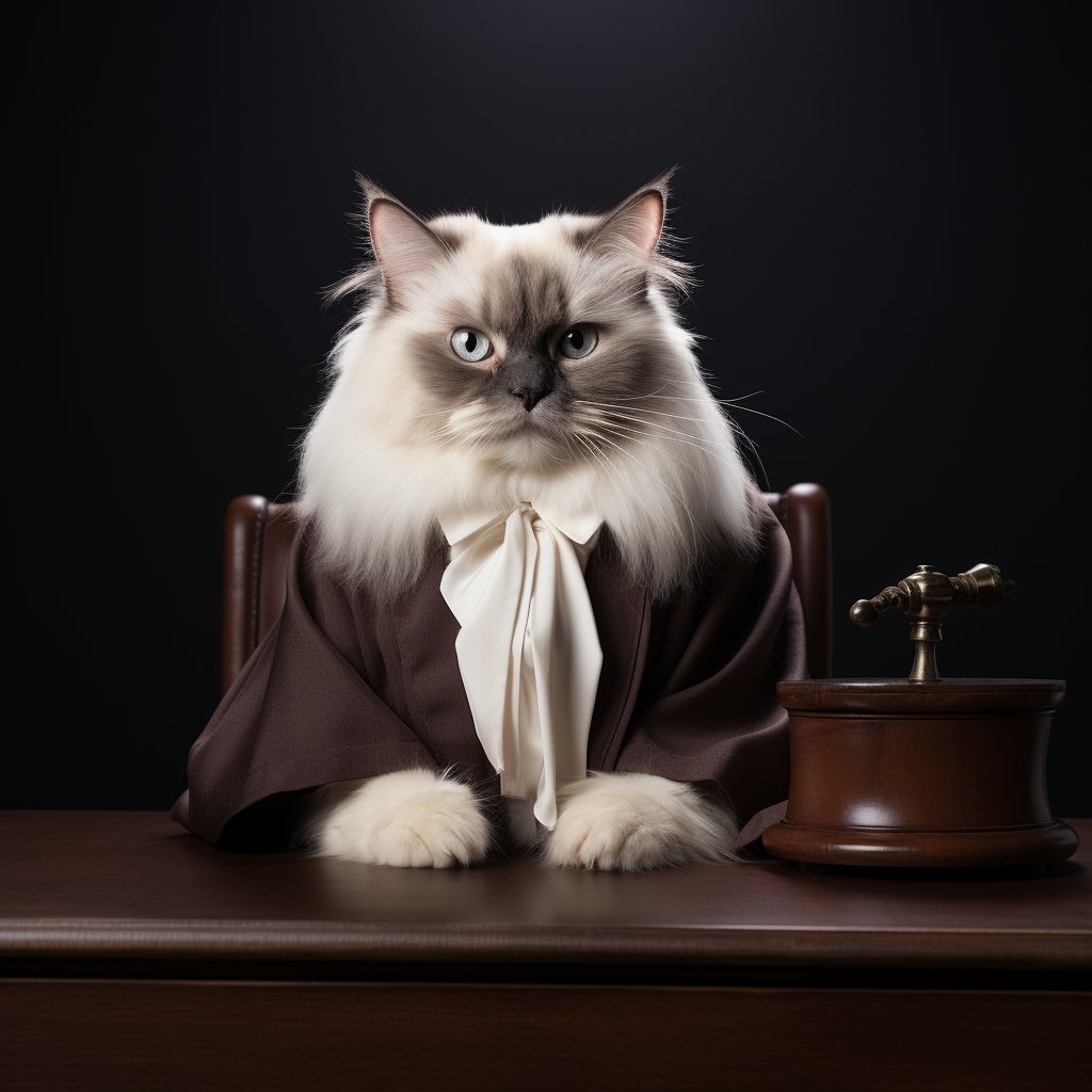 Courtroom Judge Portraits Cute Cat Digital Canvas Art