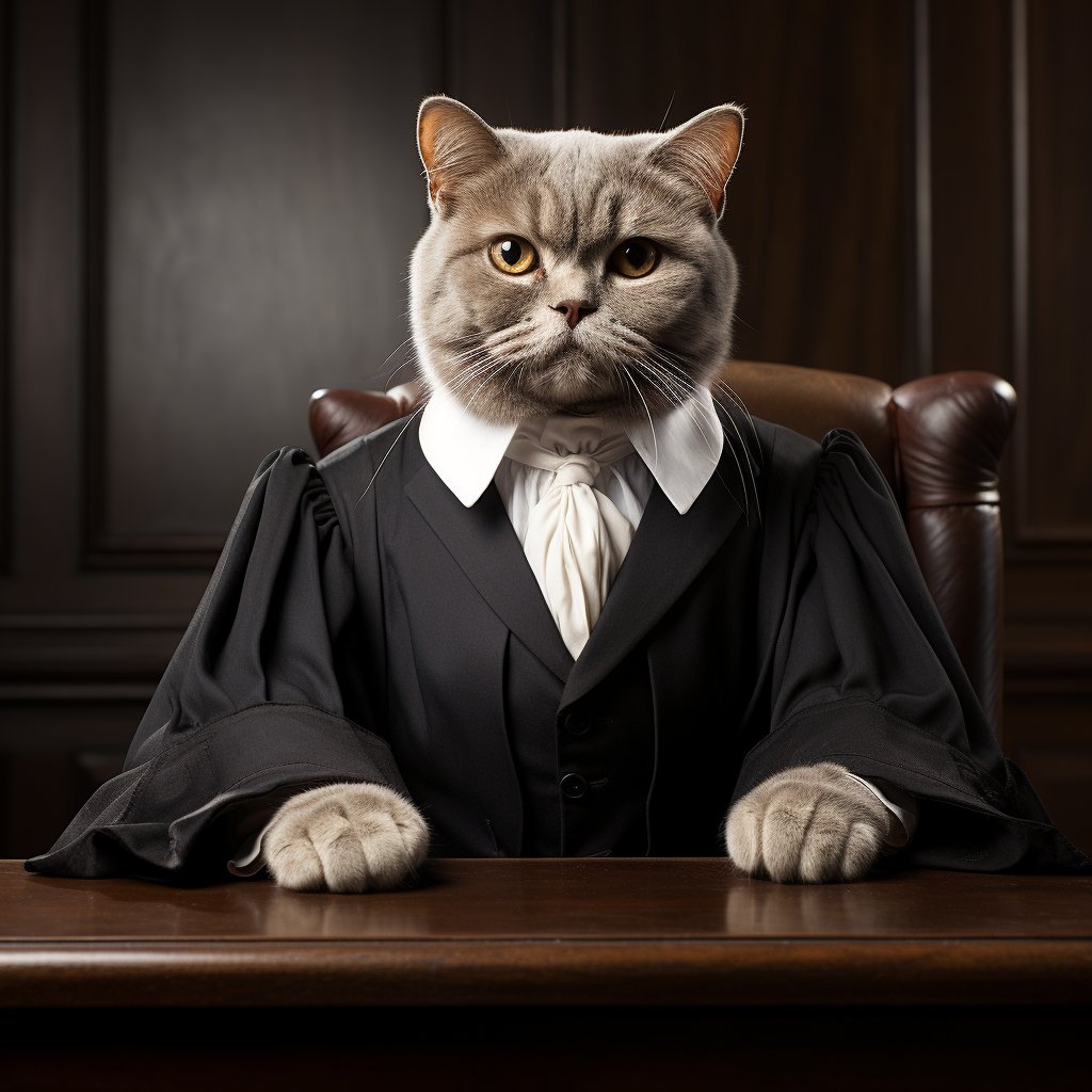 Wise Judge'S Portraits Realistic Cat Canvas Art