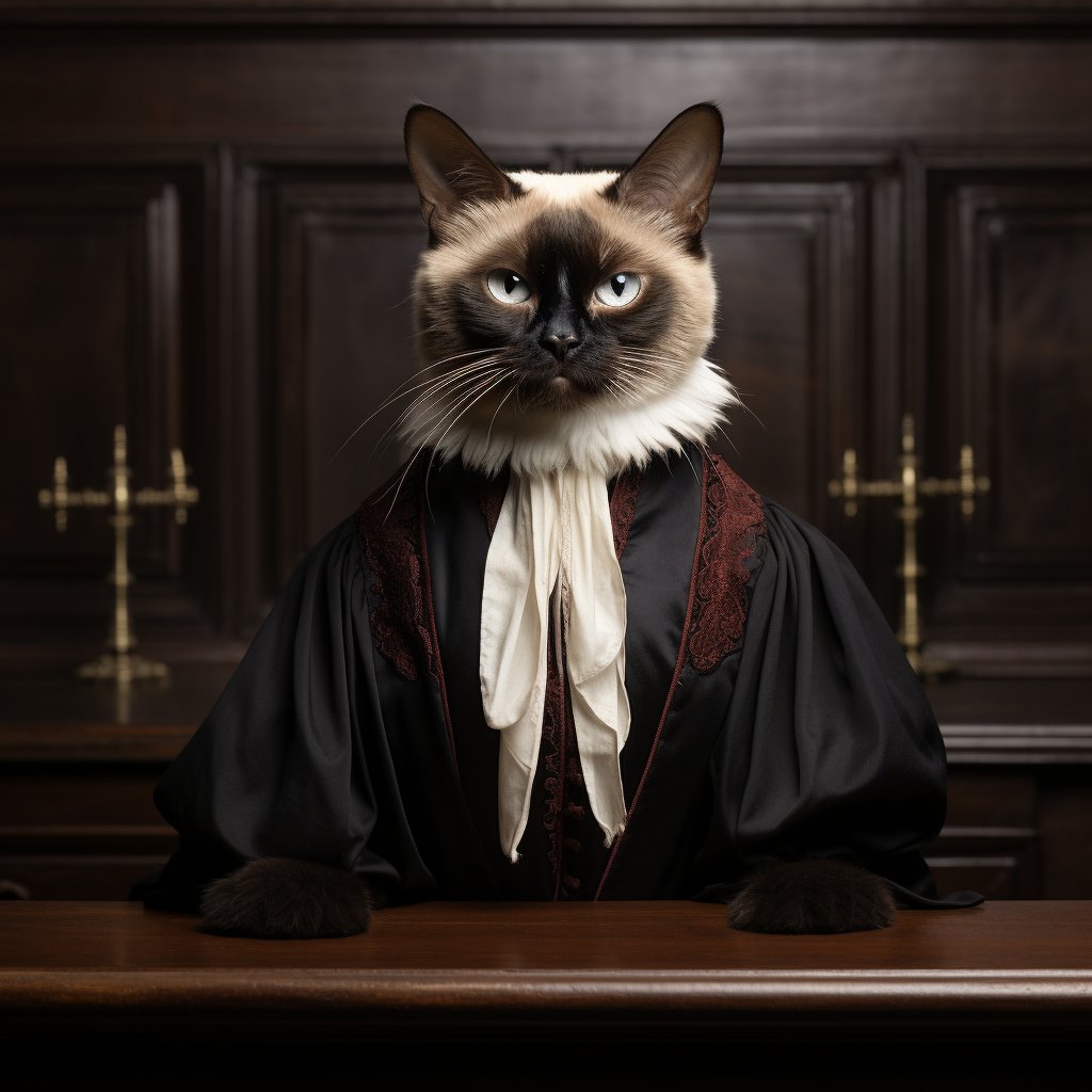 Wise Magistrate Portraits Cat Human Canvas Art