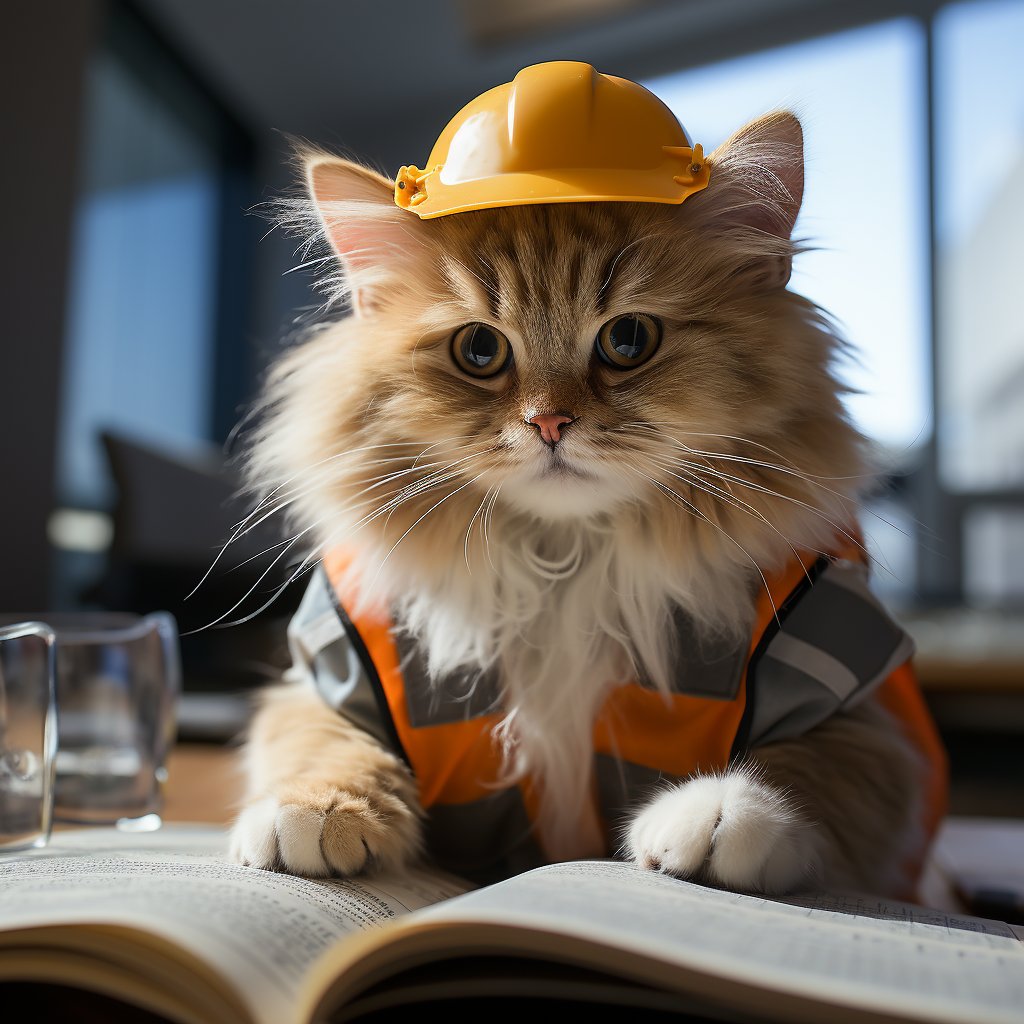 Building Project Manager Cute Cat Digital Art Image