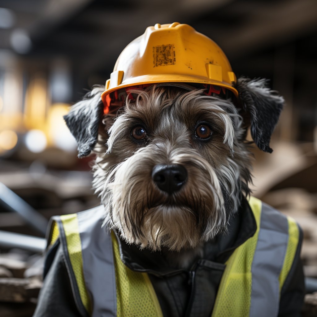 Seasoned Construction Worker Canvas Art Bulldog