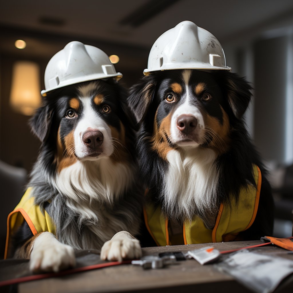 Hardworking Construction Worker Art Image Of Dog