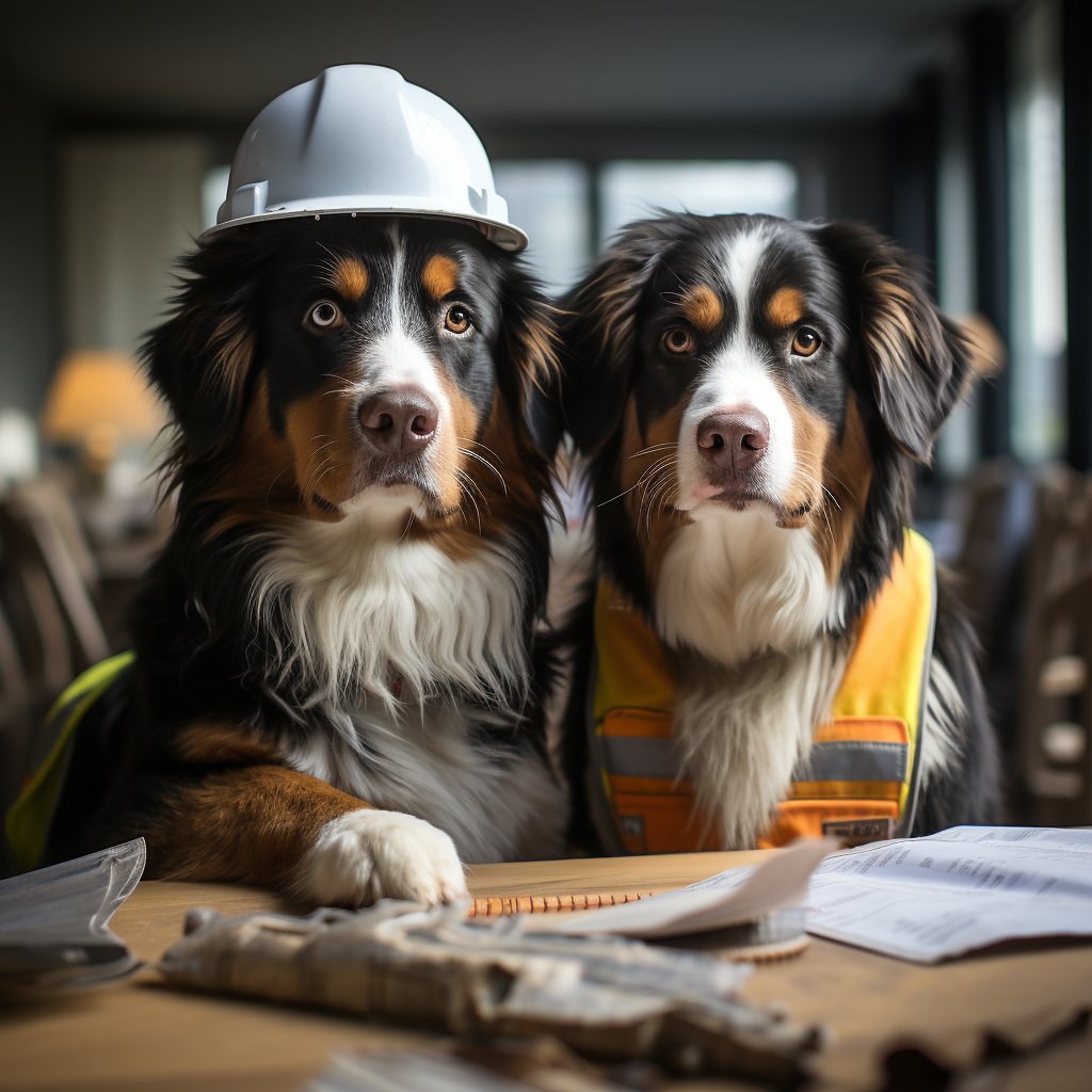 Skilled Construction Worker Abstract Dog Art Image