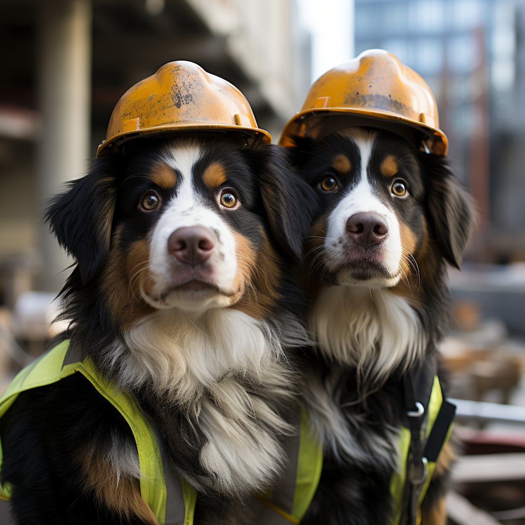Dedicated Construction Worker Husky Dog Art Image