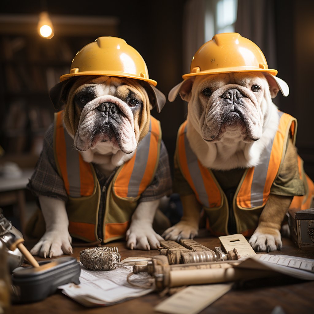 Diligent Construction Worker Dog Artwork Image Prints