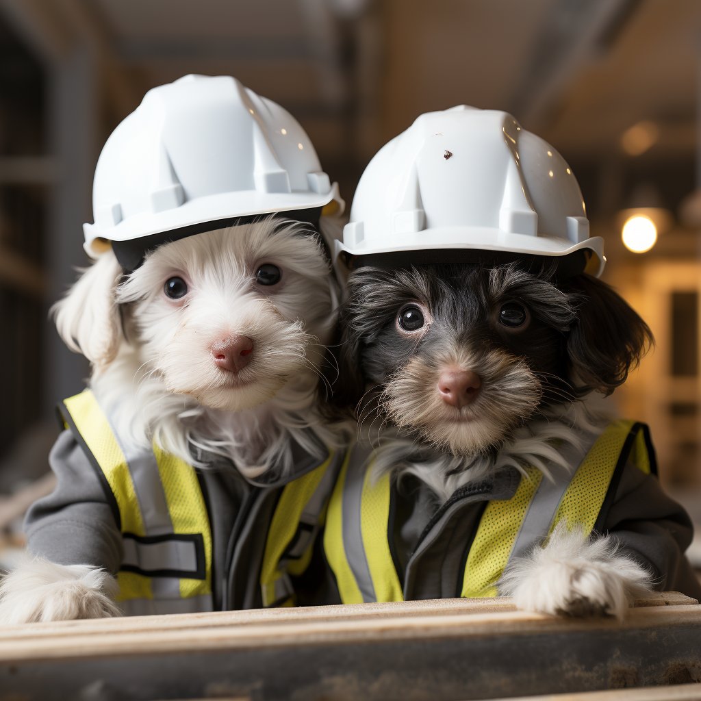 Skilled Construction Worker Pop Art Image Dog Portraits