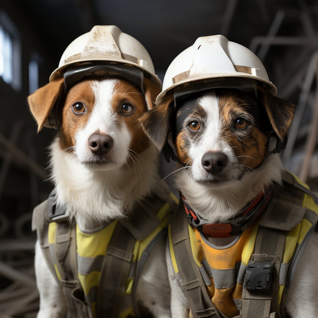 Reliable Construction Worker Human Dog Art Image