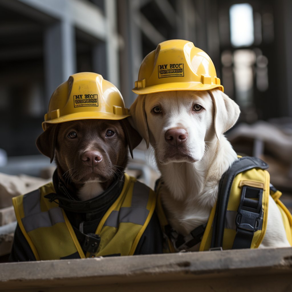Respected Construction Worker Large Dog Art Image