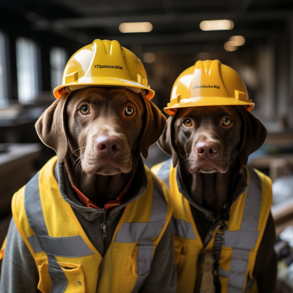 Diligent And Determined Construction Worker Drawing Art Image Dog