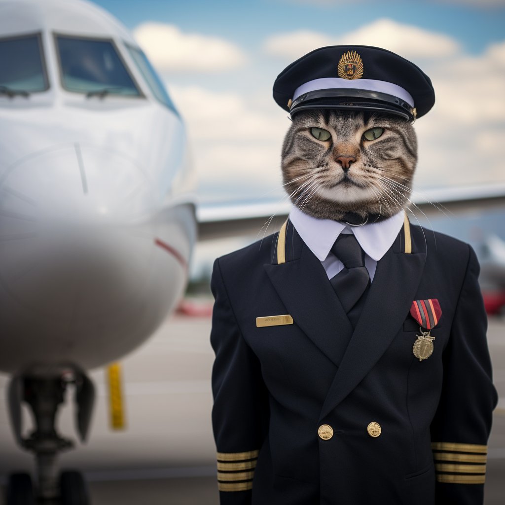 Inspirational Aviator Digital Art Photo Cat