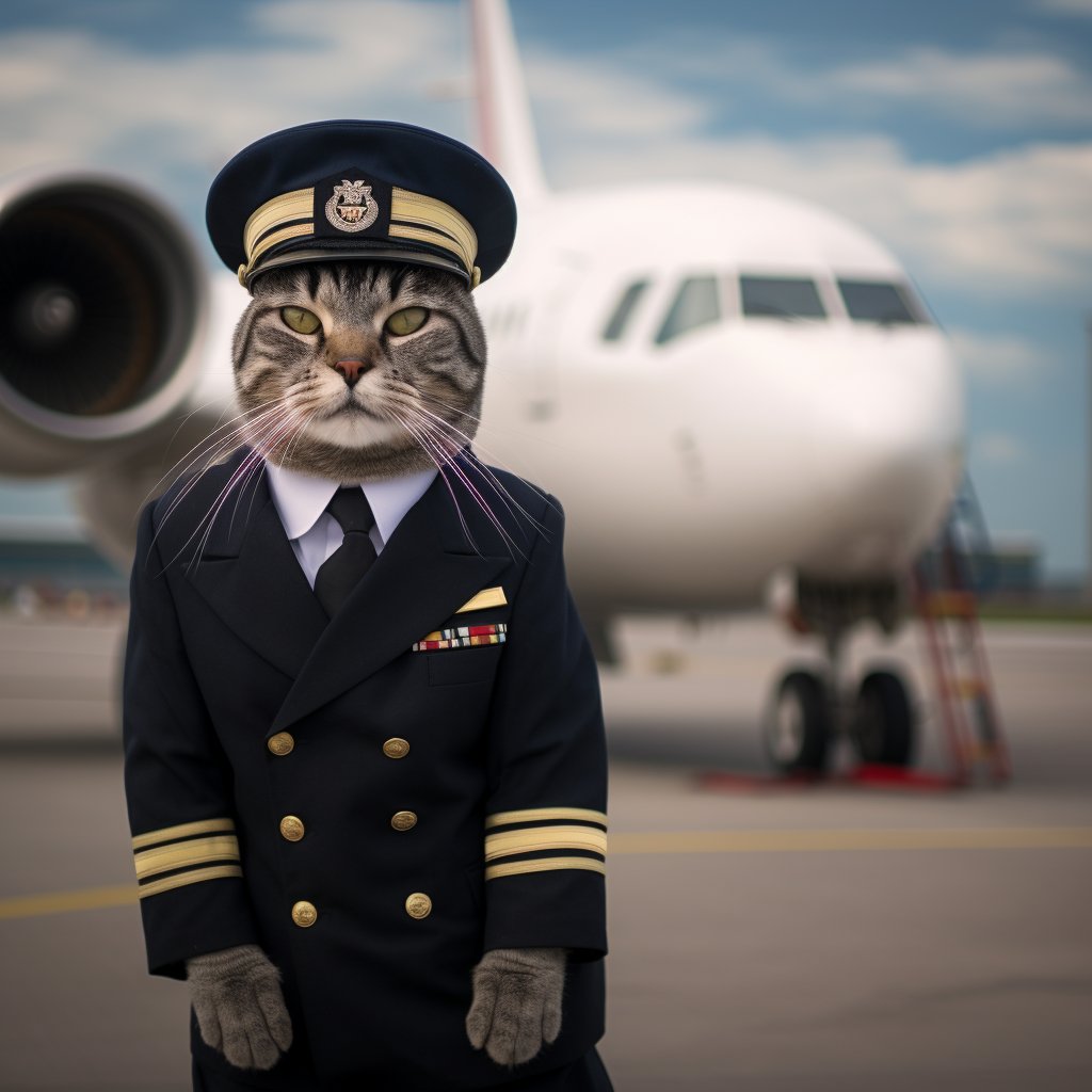 Courageous Aviator Custom Cat Art Photo