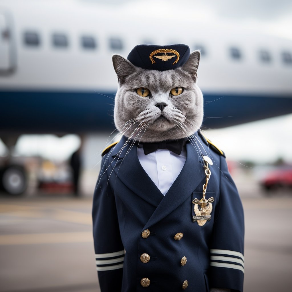 Skilled Airman Cute Black Cat Art Photo