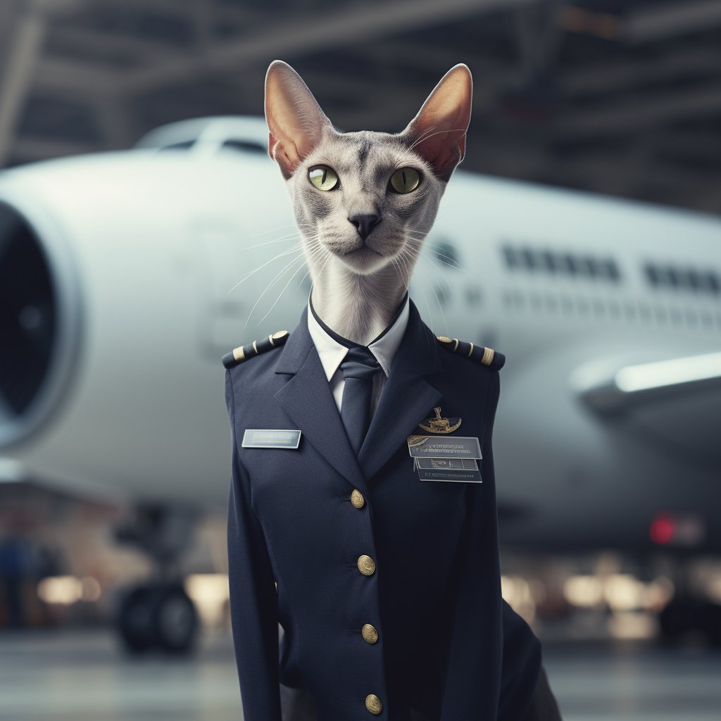 Admired Airman Cat Head Art Photo