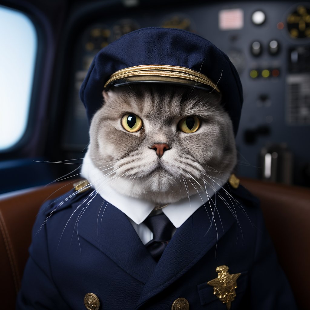 Admired Pilot Cat Art Photo Deco