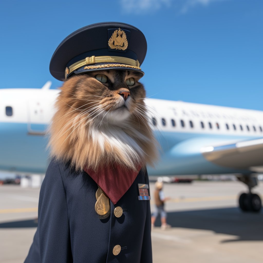 Respected Aviator Personalized Cat Art Photo