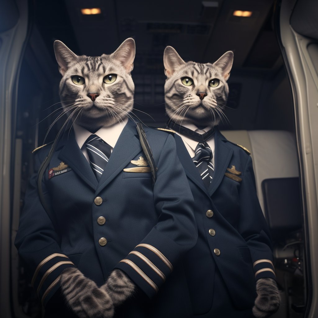 Skilled Pilot Cat Funny Art Photo