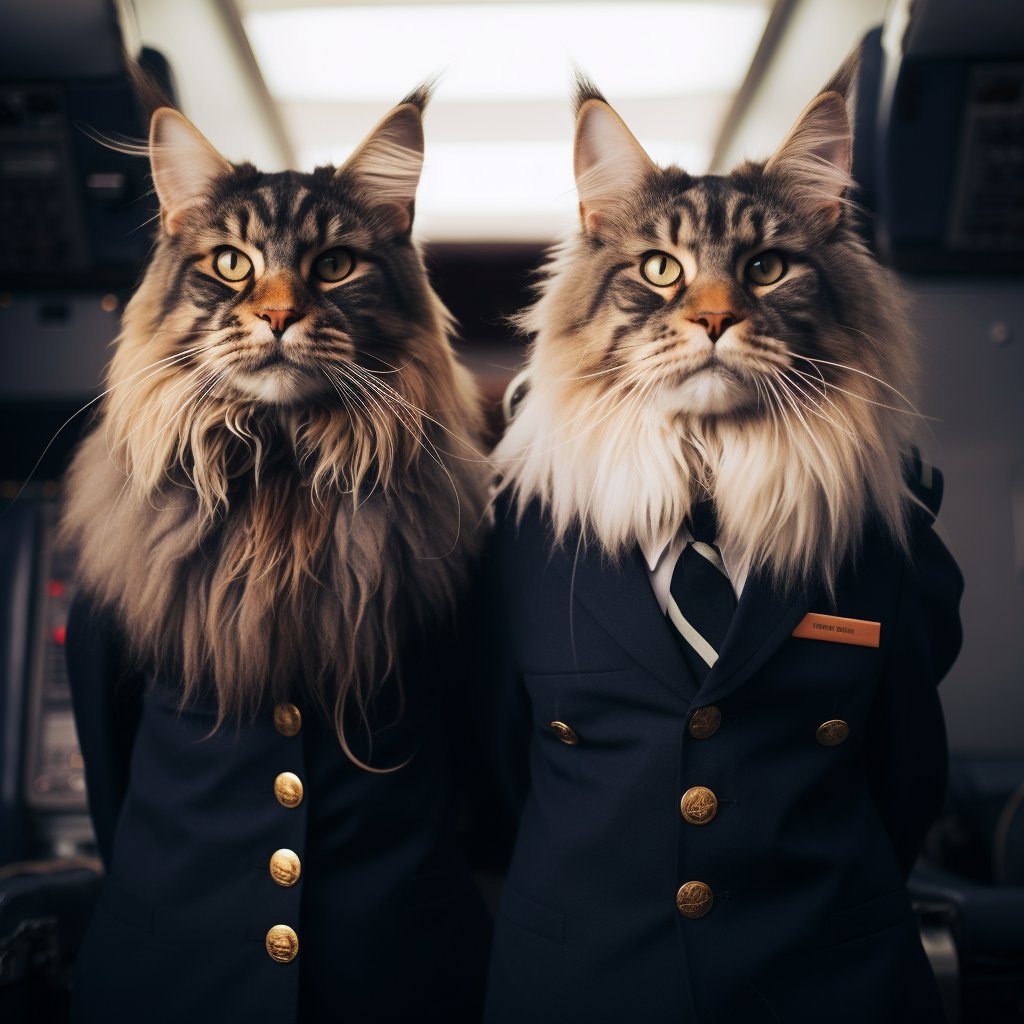 Heroic Pilot Anthropomorphic Cat Art Photo