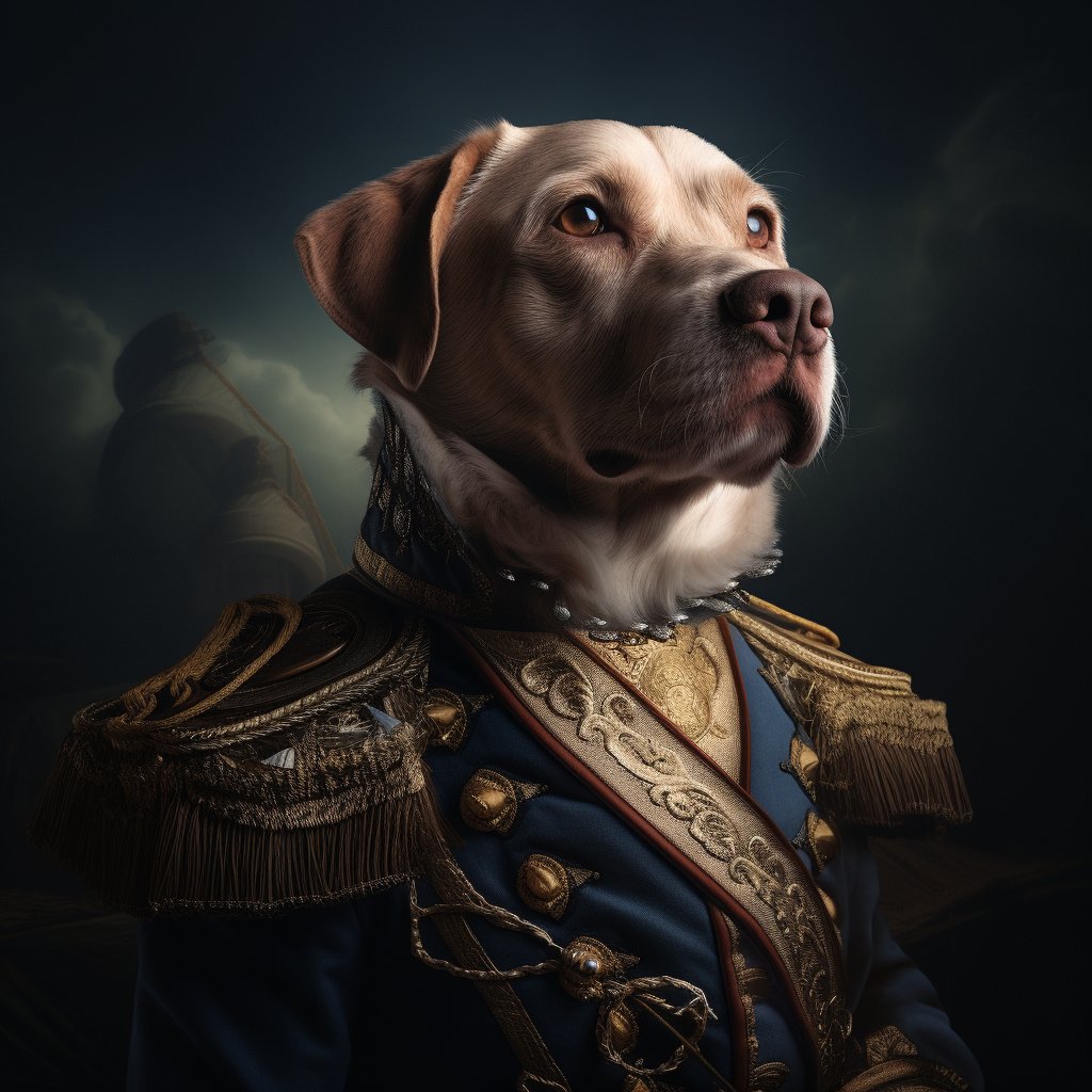 Valiant Naval Admiral Dog Art Picture