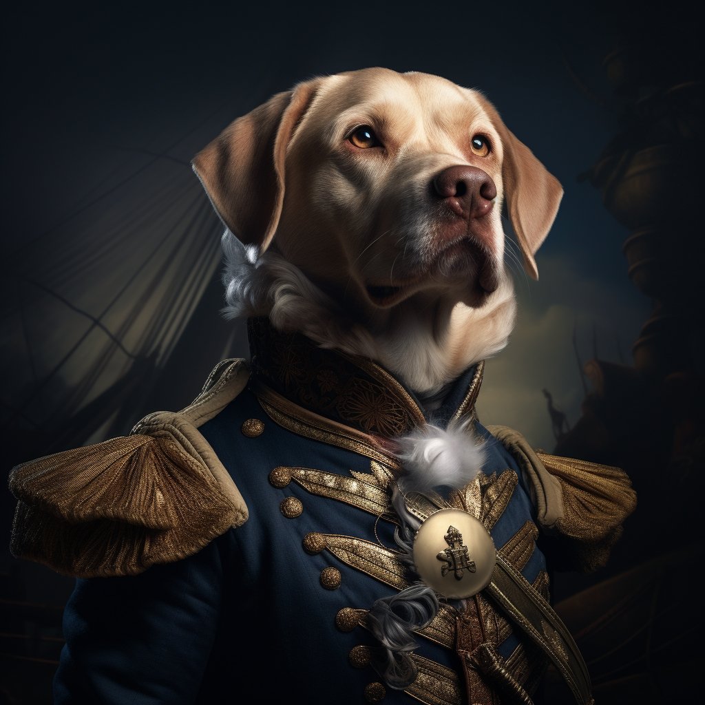 Wise Naval Admiral Dog Art Painting Picture