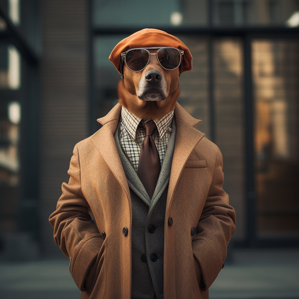 Realistic Fashion Dog Art Picture
