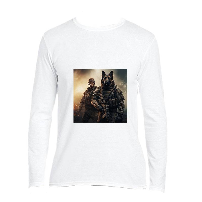 Personalized Pet Portrait Artwork Long Sleeve Shirts for You and Your Furry Friend