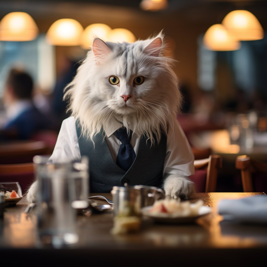 Courteous Waiter Cat Fantasy Art Picture