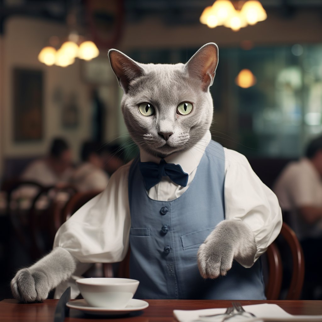Neat Catering Waiter Cat Noir Art Pic