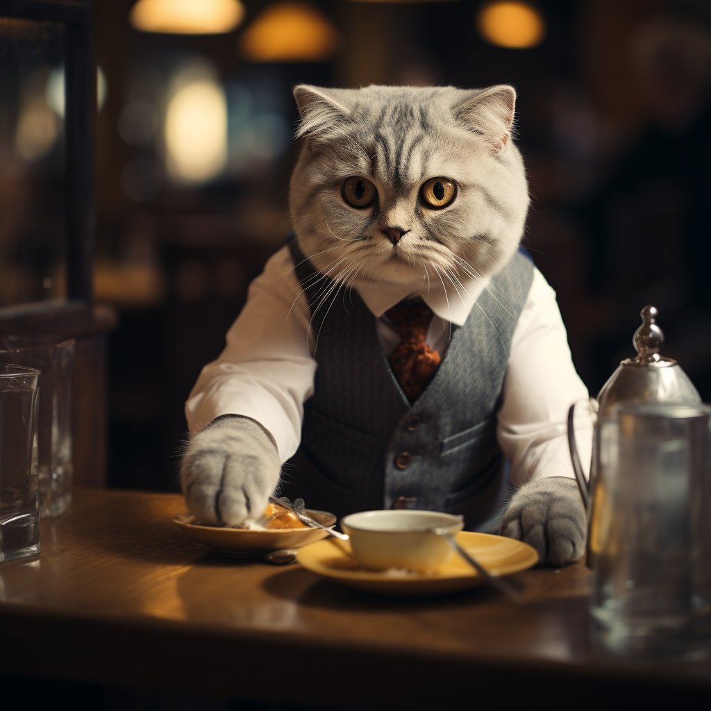 Respectful Catering Waiter Pop Cat Art Pic